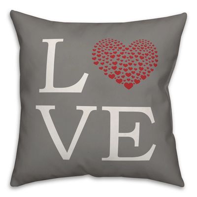 Gray Love with Hearts Valentine Pillow