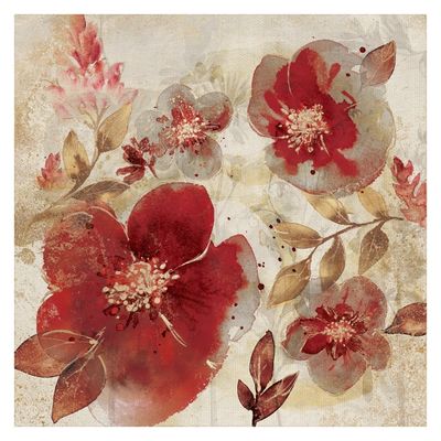 Crimson Petals Wrapped Canvas Art Print