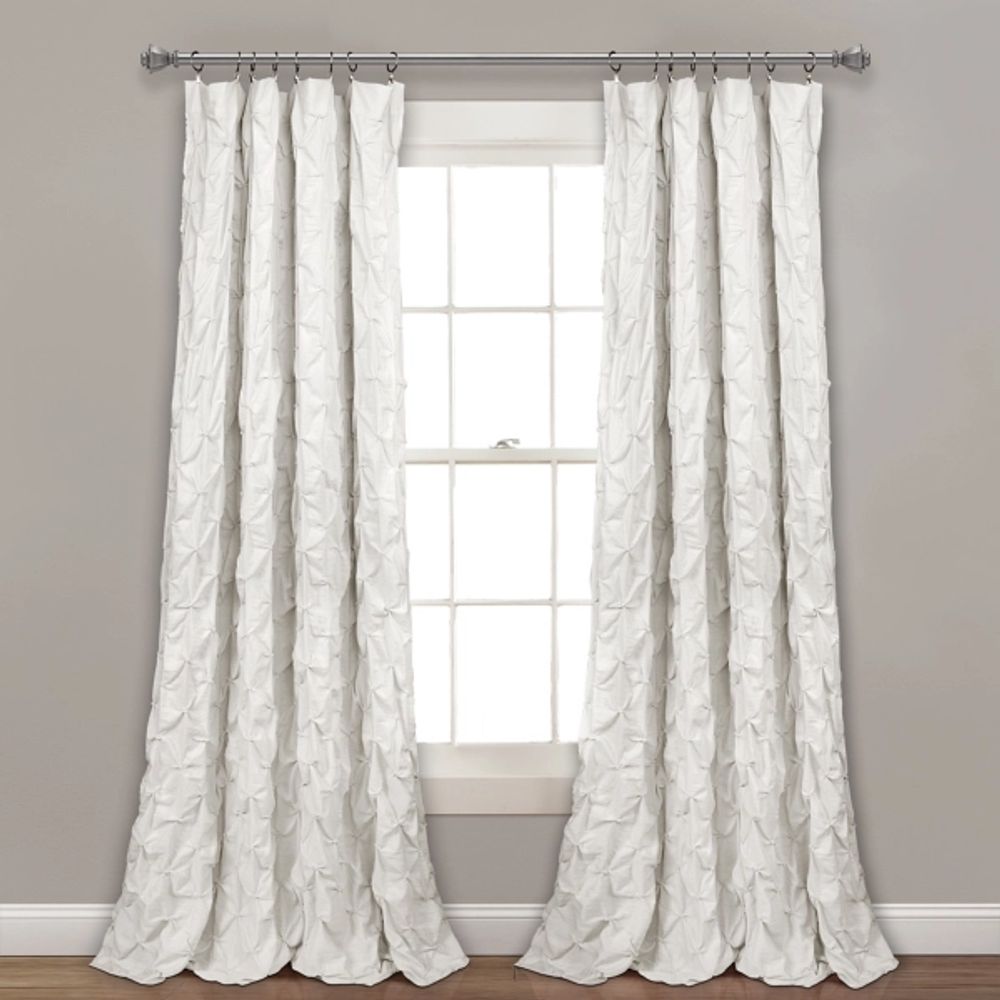 White Ravello Pintuck Curtain Panel, 84 in.