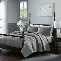 Gray Serene Quilted 3-pc. Queen Coverlet Set