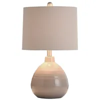 Gray Ribbed Ceramic Table Lamp