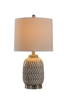 Gray and White Etched Table Lamp