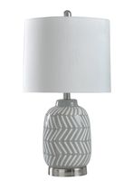 Gray and White Etched Table Lamp