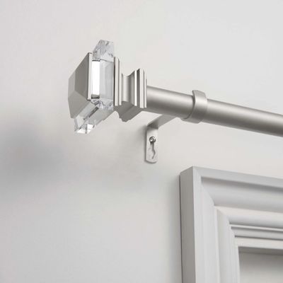 Matte Silver Adjustable Prism Curtain Rod, 72 in.