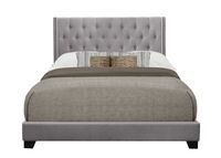 Gray Upholstered Button Tufted Wing King Bed