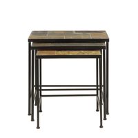 Metal Nesting Slate Top Accent Tables, Set of 3