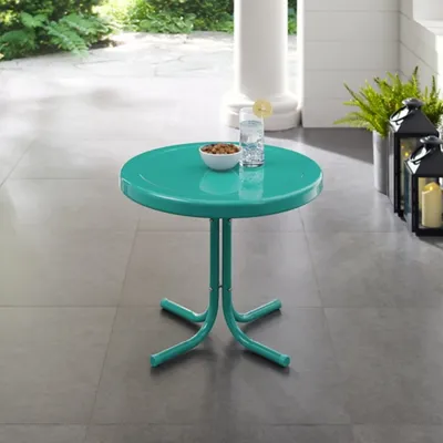 Turquoise Metal Outdoor Side Table