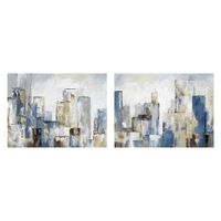 Blue City Canvas Art Prints, Set of 2