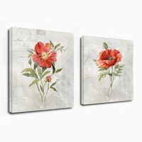 Linen Peony Giclee Canvas Art Prints, Set of 2