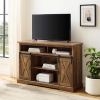 Rustic Oak Sliding Barn Door Highboy TV Stand