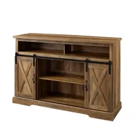 Rustic Oak Sliding Barn Door Highboy TV Stand