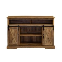 Rustic Oak Sliding Barn Door Highboy TV Stand