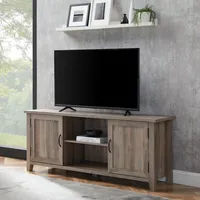 Gray Wash Grooved Door TV Stand