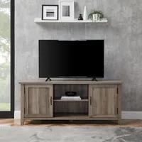 Gray Wash Grooved Door TV Stand