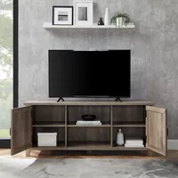 Gray Wash Grooved Door TV Stand