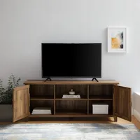 Rustic Oak Grooved Door TV Stand