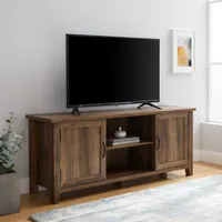 Rustic Oak Grooved Door TV Stand