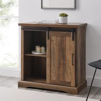 Rustic Oak Grooved Sliding Barn Door Cabinet