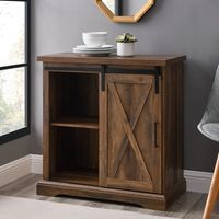 Rustic Oak Sliding Barn Door Cabinet