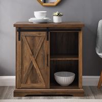 Rustic Oak Sliding Barn Door Cabinet