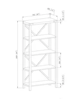 Gray Wash Metal X Frame Back Bookshelf