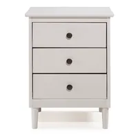 White 3-Drawer Wood Nightstand