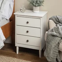 White 3-Drawer Wood Nightstand