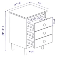 White 3-Drawer Wood Nightstand