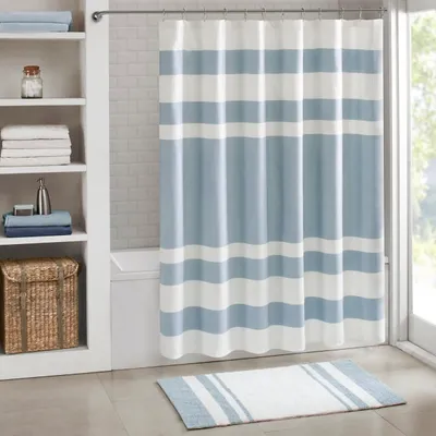 Stripe Waffle Weave Shower Curtain