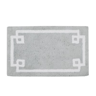 Gray Cotton Tufted Bath Mat with Border, 30 in.