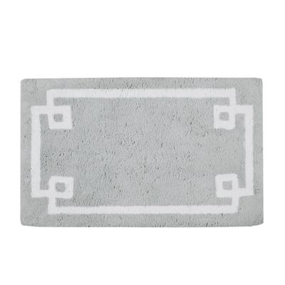 Gray Cotton Tufted Bath Mat with Border