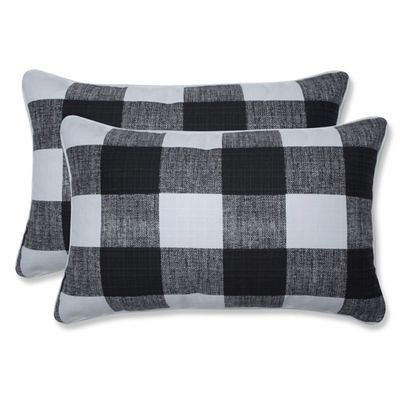 Black Buffalo Check Lumbar Pillows, Set of 2
