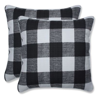 Black Buffalo Check Outdoor Pillows, Set of 2