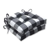 Black Buffalo Check Outdoor Chair Pads, Set of 2