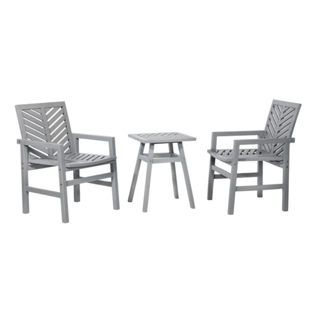 Gray Wash Acacia Wood Chevron 3-pc. Patio Set