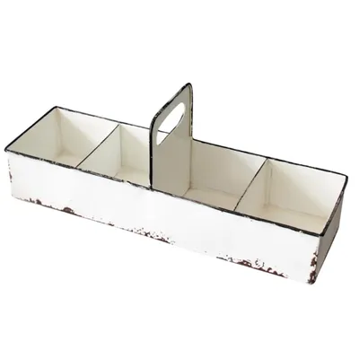 White Slotted Enamel Tray