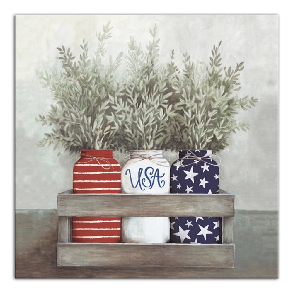 Patriotic Mason Jars Canvas Art Print