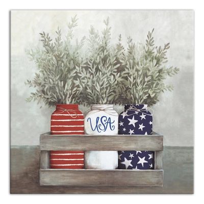 Patriotic Mason Jars Canvas Art Print