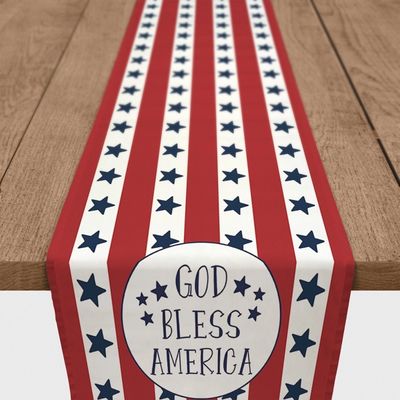 Stars and Stripes God Bless America Table Runner