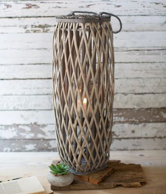 Gray Willow Oval Lantern, 28 in.