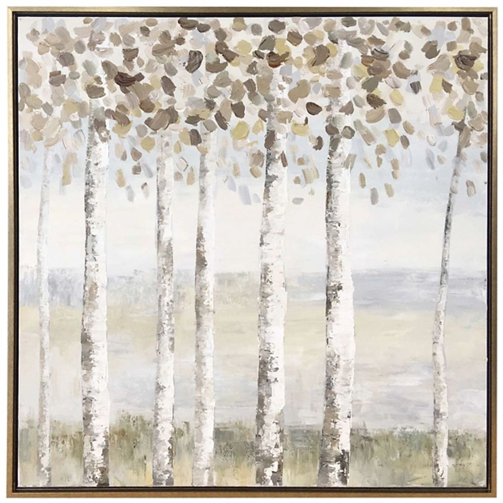 Birch Shade Hand Painted Framed Canvas Art Print