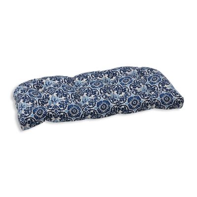 Blue Woodblock Prism Wicker Loveseat Cushion