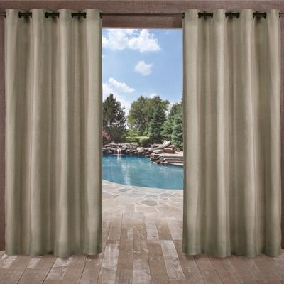 Tan Biscayne Outdoor Curtain Panel Set, 120 in.
