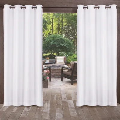 White Biscayne Outdoor Curtain Panel Set, 120 in.