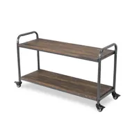 Wood and Steel Frame 2-Tier Rolling Cart