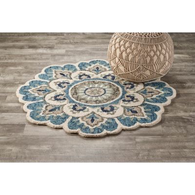Floral Round Edged Area Rug, 6 ft.