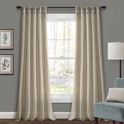 Linen Top Knotted Burlap Curtain Panel Set, 95 in.