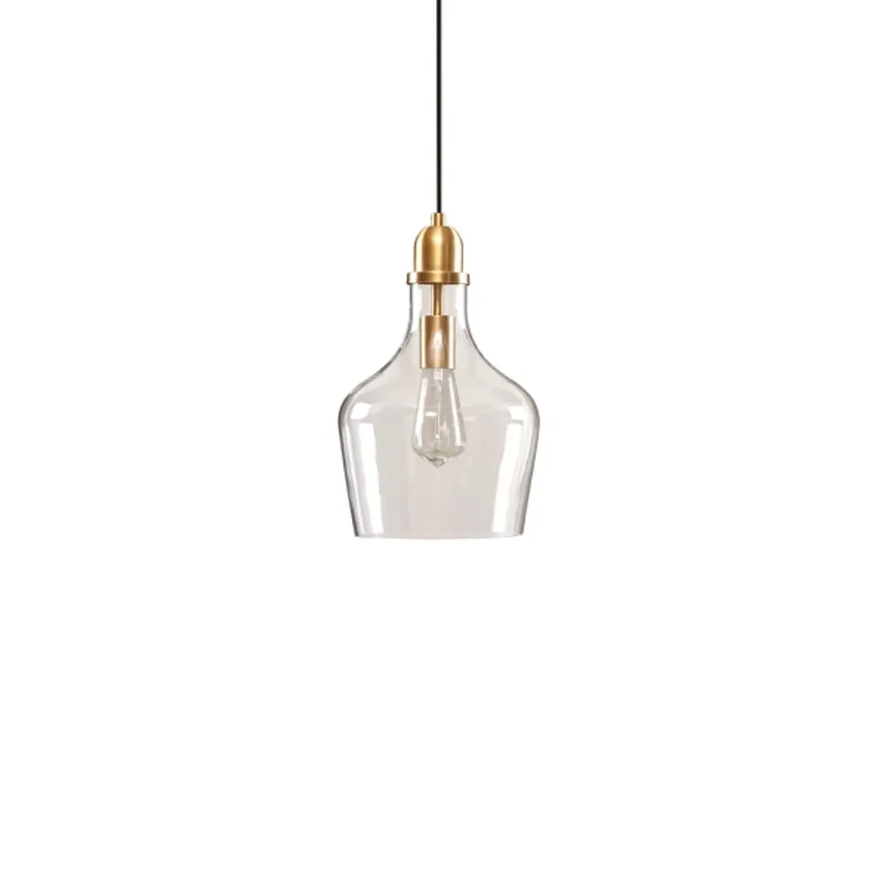 Avalon Bell Globe Pendant Light with Gold Accents