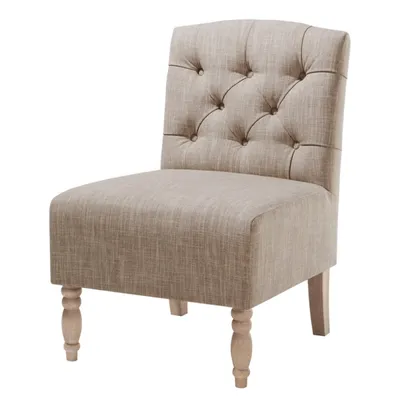 Beige Luna Tufted Armless Accent Chair
