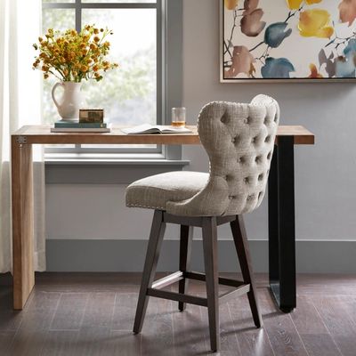 Brown Ivey High Wingback Swivel Counter Stool
